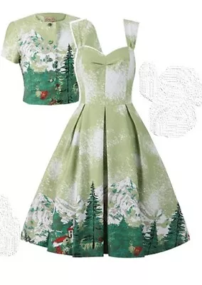 Lindy Bop Renee Alpine Twin Set Size 18 Swing Rockabilly Pinup Girl 50s Couture • £30