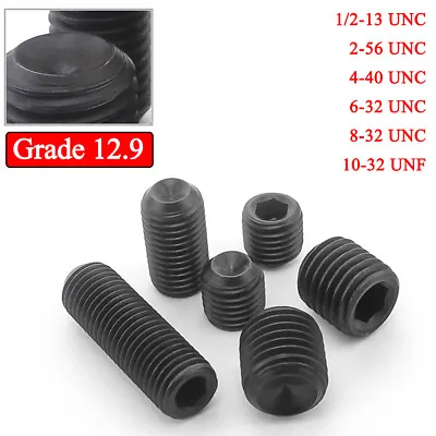 Grade 12.9 UNC / UNF Grub Screws Cup Point Hex Socket Set Screws DIN 916 Schwarz • £50.15