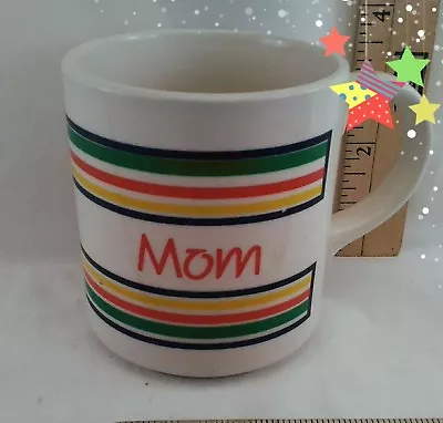 Vintage MT Clemens Pottery Coffee Mug Cup Green Red Yellow Blue Stripes Mom • $22.99