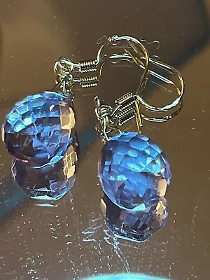 Vintage Lavender Quartz Faceted Briolette Pierced Earrings! Stunning Color!  • $6