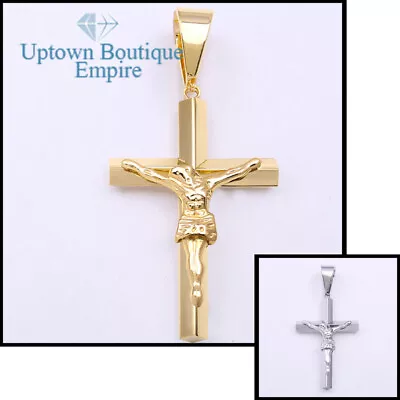 Men's Stainless Steel Gold Silver Jesus Christ Crucifix Cross Pendant*F • $13.49