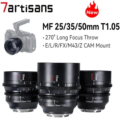 7Artisans 25/35/50mm T1.05 APS-C MF Cine Lens For Fujifx Sony E Micro 4/3 RF L • £320
