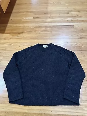 VINTAGE J.Crew Sweater Mens Large Black Lambswool Cashmere V Neck Sweatshirt 90s • $39.95