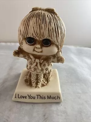 Wallace Russ Berrie 1975 “I Love You This Much”Big Eyes Girl Figurine 1975 #729 • $18