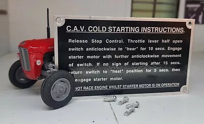 £10.95 • Buy Massey Ferguson MF35 35 35X CAV Pump Tractor Starting Instruction Plate & Rivets