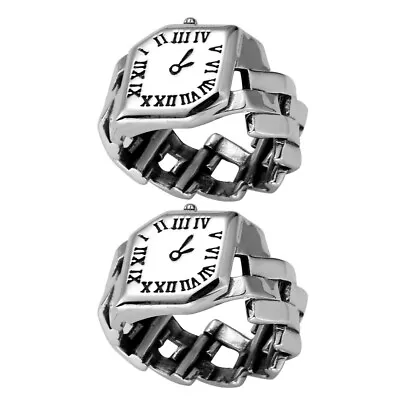  2 Pcs Watch Ring Shaped Antique Finger Roman Numeral Fashion Watches Digital • $6.74