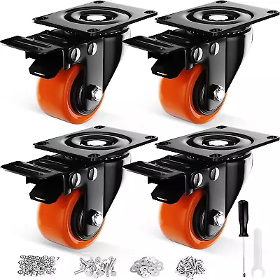 Caster Wheels Casters Set Of 4 Heavy Duty Casters With Brake 2200 Lbs • $20.99