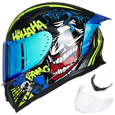 ILM Motorcycle Helmet Full Face With Mirrored&Clear Visors+2 Fins DOT Approved • $169.99