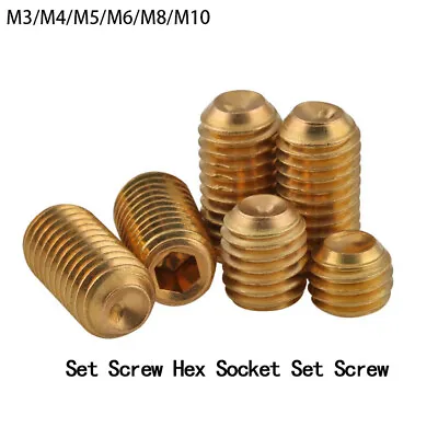 M3 M4 M5 M6 M8 M10 Copper Grub Screws Cup Point Hex Socket Set Screw Brass • £1.66
