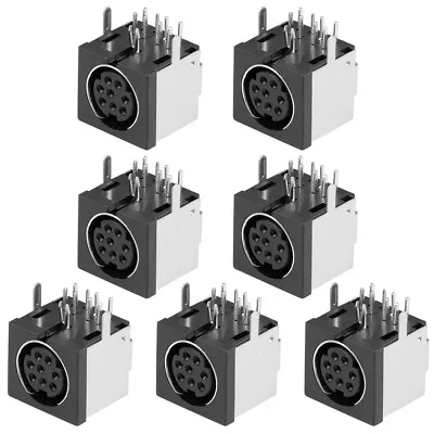 7pcs S-video PCB Mount 8 Pin Din Socket Audio Video DC Connector Metal Case • £5.83