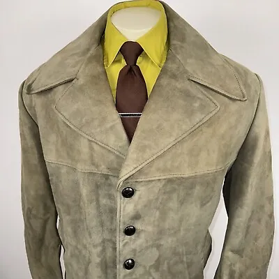 McGregor Jacket Suede Leather Leisure Pea Over Coat Vintage 60s 70s USA Mens 46 • $169.38