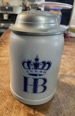Hofbrauhaus Munich 0.5L Beer Stein W/ Pewter Lid Stoneware Made In Germany • $35