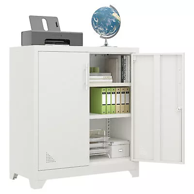 Metal Filing Cabinet Lockable Office File Storage Cupboard Cabinets W/2 Shelves • £129.99