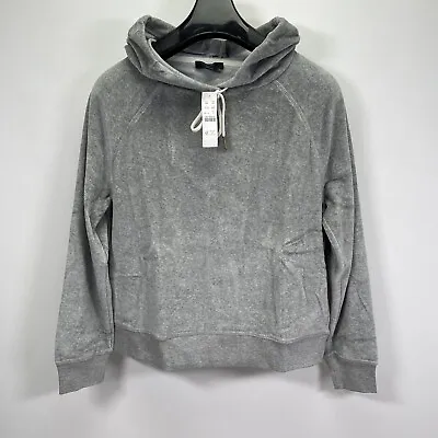 J Crew NEW Gray Velour Velvet Pullover Hoodie Top Sweatshirt AT758 Size S NWT • $24.99