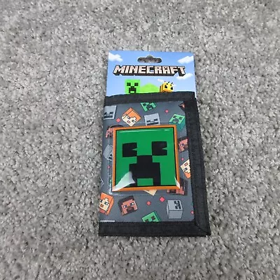 Minecraft Wallet Trifold All Over Print Creeper Character Heads Steve Canvas NWT • $14.99