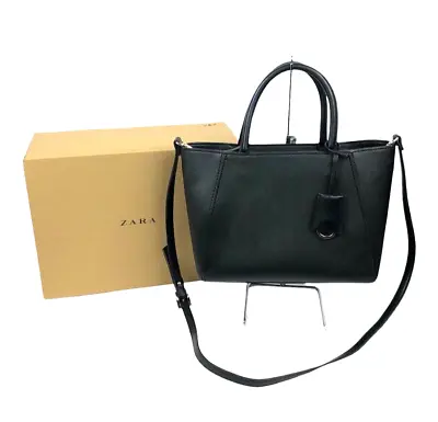 Zara Basic Collection Black Vegan Leather Crossbody Satchel Tote Purse Handbag • $24.99