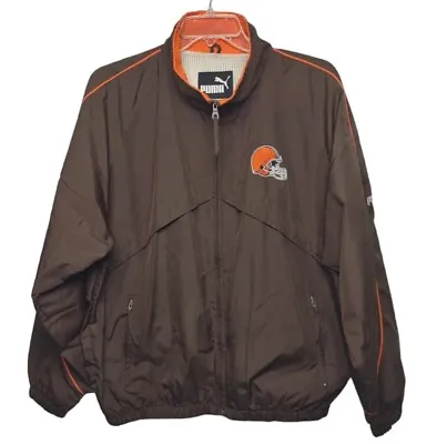 Cleveland Browns Puma Full Zip Jacket Large Vintage Vented NFL Patch • $39.99