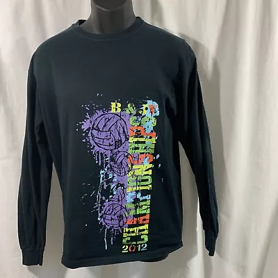 Volleyball Black Long Sleeve Medium Graphic T Shirt Mens Double Sided Gildan • $7.99