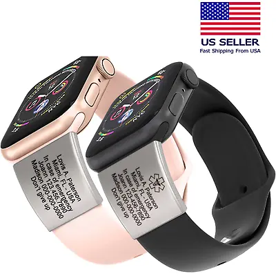 Medical Smartwatch Alert ID Tag For Watch Band Engraved Apple Watch Safety Plate • $10.45