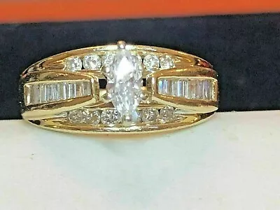 2.50 Ct Marquise Cut Moissanite Women's Wedding Ring 14k Yellow Gold Plated • $156.63