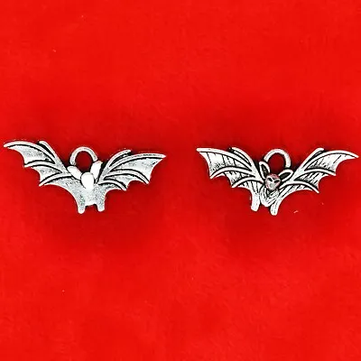 10 X Tibetan Silver Bat Halloween Charms Pendants Crafts Beads • £2.49