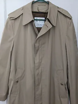 London Fog Trench Coat Mens Sz 42 Reg Tan Lined Water Repellant Vtg Classic NOTE • $31.32