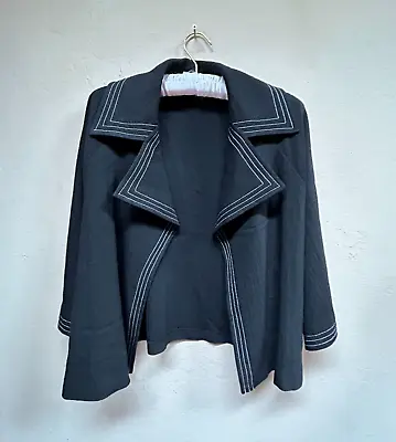 I.C. Collection Womens Open Front Blazer Jacket Size Small Black Wide Collar • $28.81