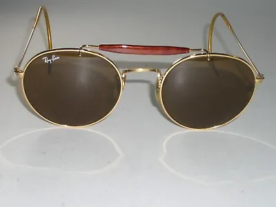 $479.99 • Buy B&l Ray Ban W0921 Gold/tortoise B15 Brown Round Outdoorsman Aviator Sunglasses