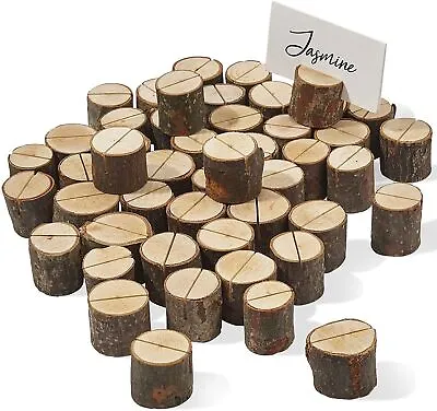 50 Pack Wooden Table Name Place Card Holder Rustic Wedding Party Table Decor • £14.99