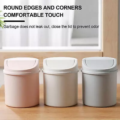 Mini Waste Bin Trash Can Desktop Garbage Baskets Table Roll Swing Lid Portable • $9.53