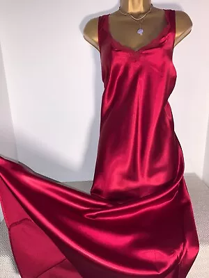 £5 • Buy Vtg St Michael Glossy Satin Ultra Negligee / Chemise Red Size 16