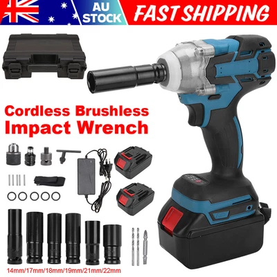 $67.99 • Buy 18V 1/2  Brushless Impact Wrench Rattle Gun Tool Battery Charger Socket Case Set