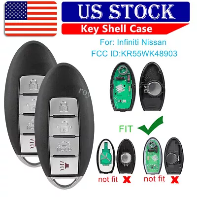 2 Replacement Car Fob Key Shell Case For Infiniti G35 G37 2008 2009 KR55WK48903 • $11.79