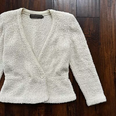 Vintage I.B. Diffusion Sweater Womens Small Ivory Marled Cardigan Rockabilly • $40