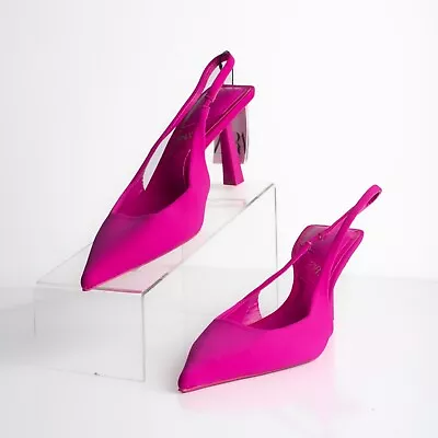 Zara Womens Hot Pink Pointed Toe SlingBack Heels Pumps US 6.5 EU 37 New • $47.99