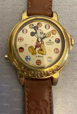 Vintage Lorus Mickey Mouse Musical Watch Small World Dancing Second Hand Works • $29.95