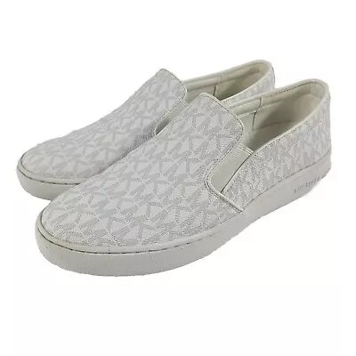 Michael Kors Women's Size 7M Keaton MK Logo Slip On Sneakers Shoes White  • $40.79