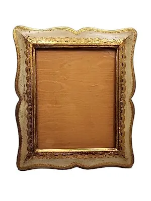 Antique Italy Gold Green Tan Painted Picture Frame Wood Florentine Vintage • $79.95