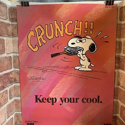 Vintage Snoopy Schulz Peanuts Poster 22 X17  Workplace Motivation Keep Your Cool • $54.99