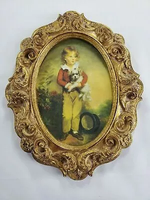 Master Simpson By Arthur Devis - Boy With Top Hat & Dog Print Gold Leaf Framed • $74.97