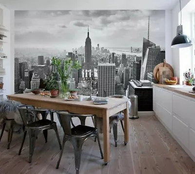 New York Wallpaper 368x254 Cm Black Skyline Photo Wall Mural +Adhesive • £55.44