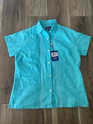 J. Candila Shirt M Green Guayabera Button Up Short Sleeve • $14.99