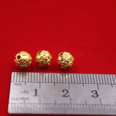 1pcs Real Pure 24k Yellow Gold Pendant For Women Men 3D Coin Loose Bead 6mm Size • $45.06