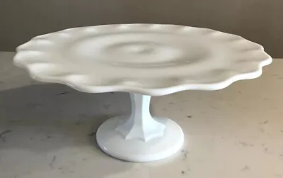 Vintage Milk Glass Pedestal Cake Plate Teardop Indiana Pioneer Woman • $35