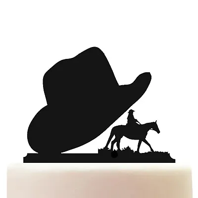 Acrylic Cowboy Hat Wild West Western Birthday Cake Topper Decoration • £10.75