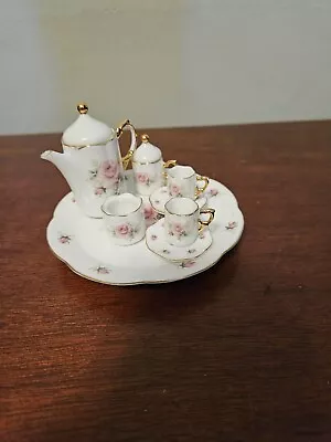 Mini White Floral Decorative Porcelain Tea Set For Display - Cottagecore • $11.27