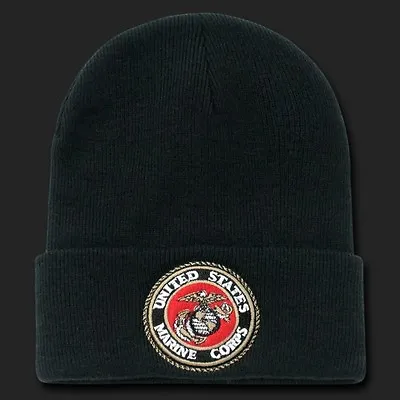 Marine Corps  Military Embroidered Black Beanie Watch Hat Cap   • $34.99