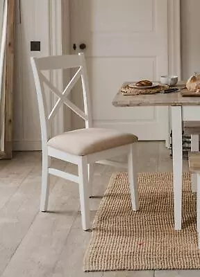 Florence Cross Back Upholstered Chair.Quality White Kitchen Dining Chair • £86.99