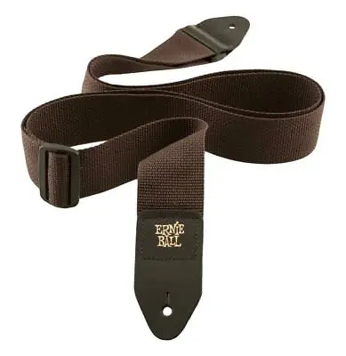 $20 • Buy Ernie Ball 4052  Polypro Guitar Strap Leather Ends Brown  Adjustable Way Long