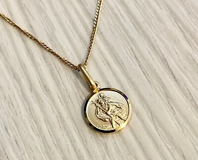 Ladies Gold Over 925 Silver Saint Christopher Necklace Personalised • £24.95